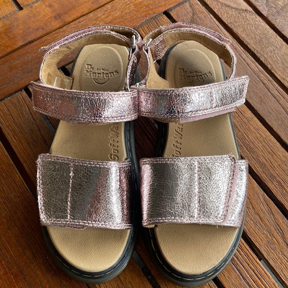 Dr. Martens Shoes | Dr. Martens Romi Metallic Pink Salt Crinkle Sandal | Color: Pink | Size: 3G | Hellojeff123's Closet